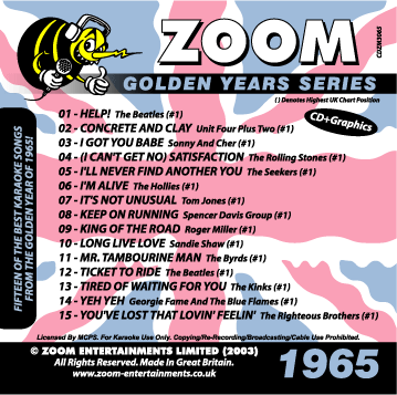 Zoom Karaoke ZGY65 Golden Years 1965