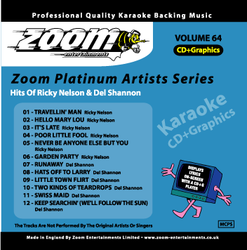 Zoom Karaoke ZPA064 Platinum Artists Ricky Nelson & Del Shannon