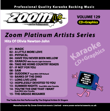 Zoom Karaoke ZPA129 Platinum Artists Olivia Newton-John