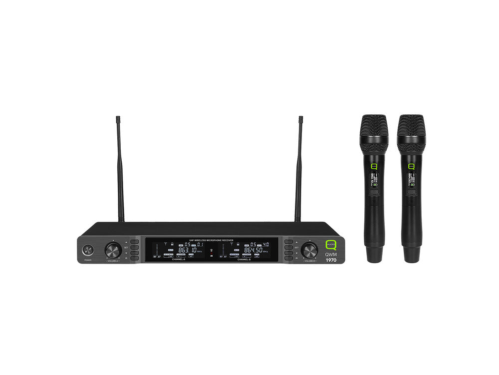 QWM 1970 HH UHF Dual Channel Diversity Handheld Wireless System - 19" Rack Mountable