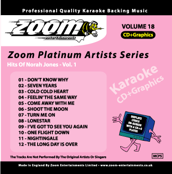Zoom Karaoke ZPA018 Platinum Artists Norah Jones