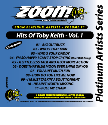 Zoom Karaoke ZPA021 Platinum Artists Toby Keith