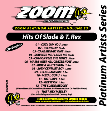 Zoom Karaoke ZPA025 Platinum Artists T Rex & Slade