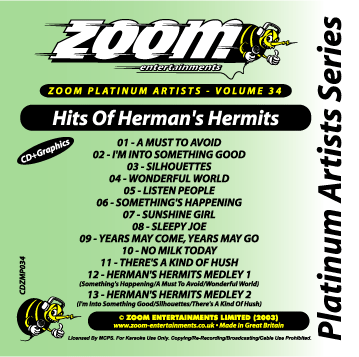Zoom Karaoke ZPA034 Platinum Artists Hermans Hermits