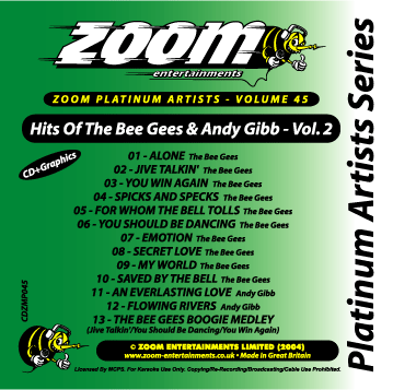 Zoom Karaoke ZPA045 Platinum Artists Bee Gee's & Andy Gibb 2