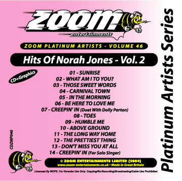 Zoom Karaoke ZPA046 Platinum Artists Norah Jones 2