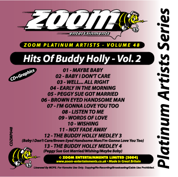 Zoom Karaoke ZPA048 Platinum Artists Buddy Holly
