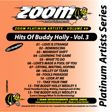 Zoom Karaoke ZPA049 Platinum Artists Buddy Holly