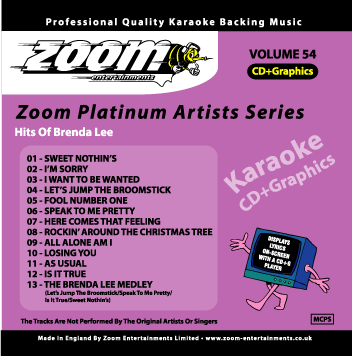 Zoom Karaoke ZPA054 Platinum Artists Brenda Lee
