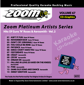 Zoom Karaoke ZPA067 Platinum Artists Guns N Roses & Aerosmith 2