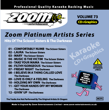 Zoom Karaoke ZPA073 Platinum Artists Scissor Sisters & The Darkness