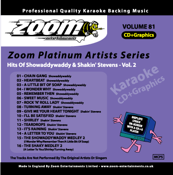 Zoom Karaoke ZPA081 Platinum Artists Showaddywaddy & Shakin Stevens Vol 2