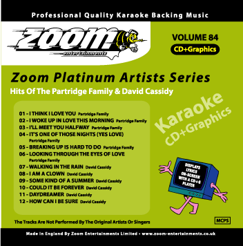 Zoom Karaoke ZPA084 Platinum Artists Partridge Family & David Cassidy