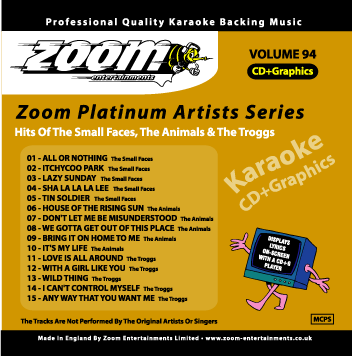 Zoom Karaoke ZPA094 Platinum Artists Small Faces & Animals & Troggs