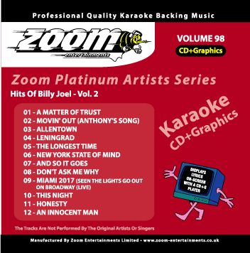 Zoom Karaoke ZPA098 Platinum Artists Billy Joel