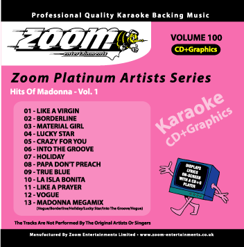 Zoom Karaoke ZPA100 Platinum Artists Madonna
