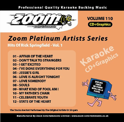Zoom Karaoke ZPA110 Platinum Artists Rick Springfield