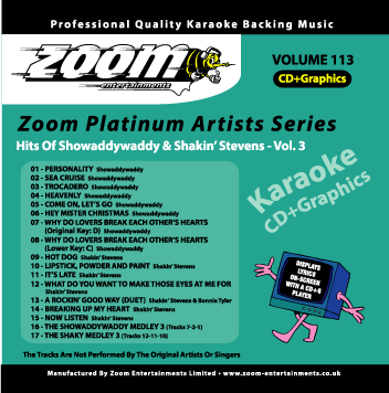Zoom Karaoke ZPA113 Platinum Artists Showaddywaddy & Shakin' Stevens 3